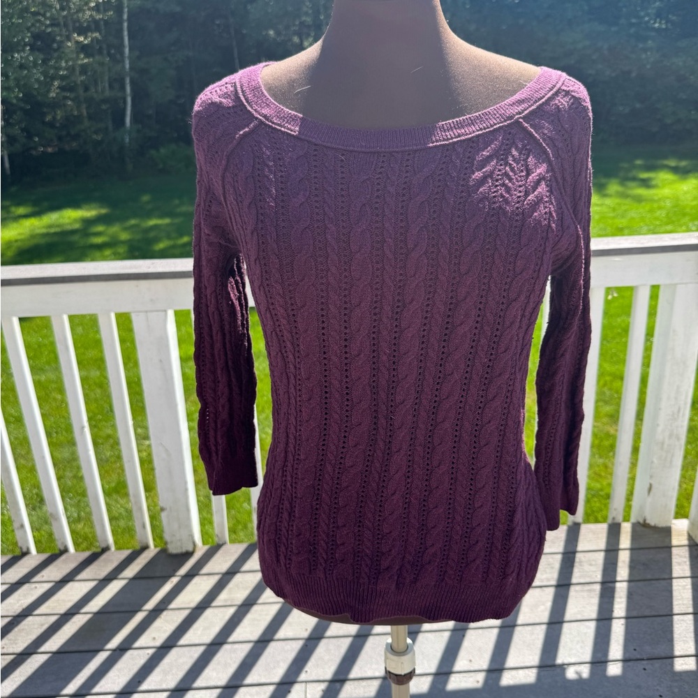American Eagle Outfitters Plum Cable Knit Sweater